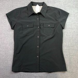 North Face Shirt Womens Medium Black Button Up Short Sleeve Casual Hiking